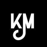 diseño de logotipo de letra km sobre fondo negro. concepto de logotipo de letra de iniciales creativas km. diseño de letras km. km diseño de letras blancas sobre fondo negro. km, logotipo de km vector