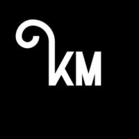 diseño de logotipo de letra km sobre fondo negro. concepto de logotipo de letra de iniciales creativas km. diseño de letras km. km diseño de letras blancas sobre fondo negro. km, logotipo de km vector