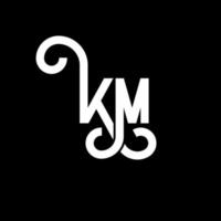 diseño de logotipo de letra km sobre fondo negro. concepto de logotipo de letra de iniciales creativas km. diseño de letras km. km diseño de letras blancas sobre fondo negro. km, logotipo de km vector