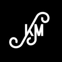 KM letter logo design on black background. KM creative initials letter logo concept. km letter design. KM white letter design on black background. K M, k m logo vector