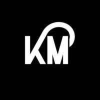 KM letter logo design on black background. KM creative initials letter logo concept. km letter design. KM white letter design on black background. K M, k m logo vector