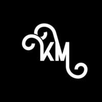 diseño de logotipo de letra km sobre fondo negro. concepto de logotipo de letra de iniciales creativas km. diseño de letras km. km diseño de letras blancas sobre fondo negro. km, logotipo de km vector