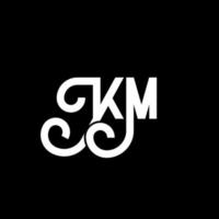 KM letter logo design on black background. KM creative initials letter logo concept. km letter design. KM white letter design on black background. K M, k m logo vector