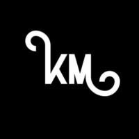 KM letter logo design on black background. KM creative initials letter logo concept. km letter design. KM white letter design on black background. K M, k m logo vector