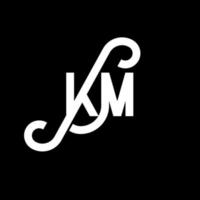 diseño de logotipo de letra km sobre fondo negro. concepto de logotipo de letra de iniciales creativas km. diseño de letras km. km diseño de letras blancas sobre fondo negro. km, logotipo de km vector