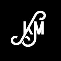 diseño de logotipo de letra km sobre fondo negro. concepto de logotipo de letra de iniciales creativas km. diseño de letras km. km diseño de letras blancas sobre fondo negro. km, logotipo de km vector