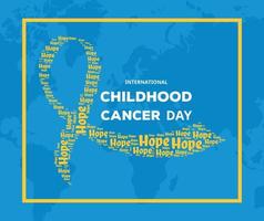 International childhood cancer awareness month vector lettering illustration with ribbon