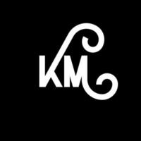 diseño de logotipo de letra km sobre fondo negro. concepto de logotipo de letra de iniciales creativas km. diseño de letras km. km diseño de letras blancas sobre fondo negro. km, logotipo de km vector