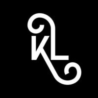 diseño de logotipo de letra kl sobre fondo negro. concepto de logotipo de letra de iniciales creativas kl. diseño de letra kl. kl diseño de letras blancas sobre fondo negro. logotipo de kl, kl vector