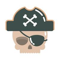 calavera pirata con sombrero vector