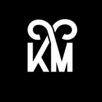 diseño de logotipo de letra km sobre fondo negro. concepto de logotipo de letra de iniciales creativas km. diseño de letras km. km diseño de letras blancas sobre fondo negro. km, logotipo de km vector