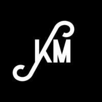 diseño de logotipo de letra km sobre fondo negro. concepto de logotipo de letra de iniciales creativas km. diseño de letras km. km diseño de letras blancas sobre fondo negro. km, logotipo de km vector