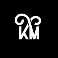 KM letter logo design on black background. KM creative initials letter logo concept. km letter design. KM white letter design on black background. K M, k m logo vector