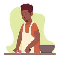 hombre afro cocinando con cuchillo vector