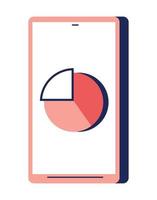 smartphone with statistics pie vector