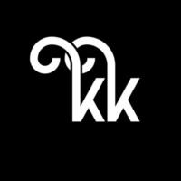 diseño del logotipo de la letra kk sobre fondo negro. concepto de logotipo de letra de iniciales creativas kk. diseño de letras kk. kk diseño de letras blancas sobre fondo negro. kk, logotipo de kk vector