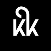 diseño del logotipo de la letra kk sobre fondo negro. concepto de logotipo de letra de iniciales creativas kk. diseño de letras kk. kk diseño de letras blancas sobre fondo negro. kk, logotipo de kk vector