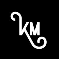 diseño de logotipo de letra km sobre fondo negro. concepto de logotipo de letra de iniciales creativas km. diseño de letras km. km diseño de letras blancas sobre fondo negro. km, logotipo de km vector