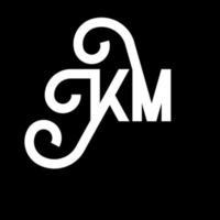 diseño de logotipo de letra km sobre fondo negro. concepto de logotipo de letra de iniciales creativas km. diseño de letras km. km diseño de letras blancas sobre fondo negro. km, logotipo de km vector