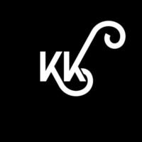 diseño del logotipo de la letra kk sobre fondo negro. concepto de logotipo de letra de iniciales creativas kk. diseño de letras kk. kk diseño de letras blancas sobre fondo negro. kk, logotipo de kk vector