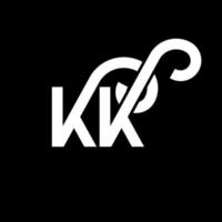 diseño del logotipo de la letra kk sobre fondo negro. concepto de logotipo de letra de iniciales creativas kk. diseño de letras kk. kk diseño de letras blancas sobre fondo negro. kk, logotipo de kk vector