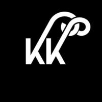 diseño del logotipo de la letra kk sobre fondo negro. concepto de logotipo de letra de iniciales creativas kk. diseño de letras kk. kk diseño de letras blancas sobre fondo negro. kk, logotipo de kk vector
