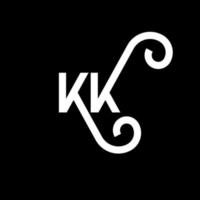 diseño del logotipo de la letra kk sobre fondo negro. concepto de logotipo de letra de iniciales creativas kk. diseño de letras kk. kk diseño de letras blancas sobre fondo negro. kk, logotipo de kk vector