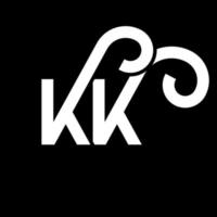 diseño del logotipo de la letra kk sobre fondo negro. concepto de logotipo de letra de iniciales creativas kk. diseño de letras kk. kk diseño de letras blancas sobre fondo negro. kk, logotipo de kk vector