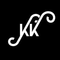 diseño del logotipo de la letra kk sobre fondo negro. concepto de logotipo de letra de iniciales creativas kk. diseño de letras kk. kk diseño de letras blancas sobre fondo negro. kk, logotipo de kk vector