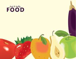 healthy food lettering border vector