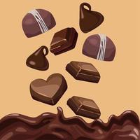 chocolate candies and liquid vector