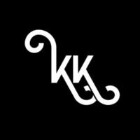 diseño del logotipo de la letra kk sobre fondo negro. concepto de logotipo de letra de iniciales creativas kk. diseño de letras kk. kk diseño de letras blancas sobre fondo negro. kk, logotipo de kk vector