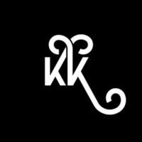 diseño del logotipo de la letra kk sobre fondo negro. concepto de logotipo de letra de iniciales creativas kk. diseño de letras kk. kk diseño de letras blancas sobre fondo negro. kk, logotipo de kk vector