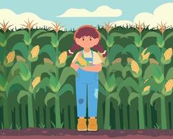 girl in the corn field vector