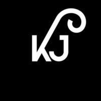 diseño de logotipo de letra kj sobre fondo negro. concepto de logotipo de letra de iniciales creativas kj. diseño de letras kj. kj diseño de letras blancas sobre fondo negro. kj, logotipo de kj vector