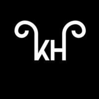 diseño del logotipo de la letra kh sobre fondo negro. concepto de logotipo de letra de iniciales creativas kh. diseño de letras kh. kh diseño de letras blancas sobre fondo negro. kh, logotipo de kh vector