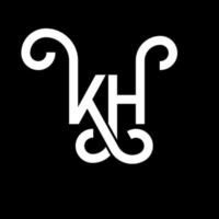 diseño del logotipo de la letra kh sobre fondo negro. concepto de logotipo de letra de iniciales creativas kh. diseño de letras kh. kh diseño de letras blancas sobre fondo negro. kh, logotipo de kh vector