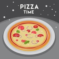 cartel de la hora de la pizza vector