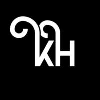 diseño del logotipo de la letra kh sobre fondo negro. concepto de logotipo de letra de iniciales creativas kh. diseño de letras kh. kh diseño de letras blancas sobre fondo negro. kh, logotipo de kh vector