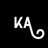 diseño de logotipo de letra ka sobre fondo negro. ka concepto creativo del logotipo de la letra de las iniciales. diseño de letras ka. ka diseño de letras blancas sobre fondo negro. logotipo de ka, ka vector