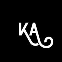 diseño de logotipo de letra ka sobre fondo negro. ka concepto creativo del logotipo de la letra de las iniciales. diseño de letras ka. ka diseño de letras blancas sobre fondo negro. logotipo de ka, ka vector