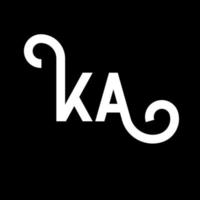 diseño de logotipo de letra ka sobre fondo negro. ka concepto creativo del logotipo de la letra de las iniciales. diseño de letras ka. ka diseño de letras blancas sobre fondo negro. logotipo de ka, ka vector