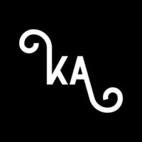 diseño de logotipo de letra ka sobre fondo negro. ka concepto creativo del logotipo de la letra de las iniciales. diseño de letras ka. ka diseño de letras blancas sobre fondo negro. logotipo de ka, ka vector