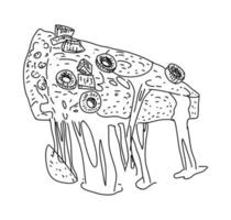 Pizza slice. vector illustration. Sketch style.