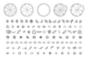 Pizza set, sketch style. Top view. Design template. vector