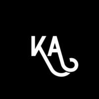 diseño de logotipo de letra ka sobre fondo negro. ka concepto creativo del logotipo de la letra de las iniciales. diseño de letras ka. ka diseño de letras blancas sobre fondo negro. logotipo de ka, ka vector