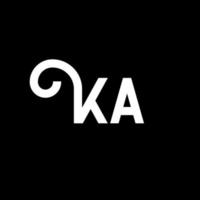 diseño de logotipo de letra ka sobre fondo negro. ka concepto creativo del logotipo de la letra de las iniciales. diseño de letras ka. ka diseño de letras blancas sobre fondo negro. logotipo de ka, ka vector