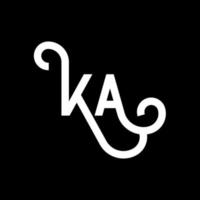 diseño de logotipo de letra ka sobre fondo negro. ka concepto creativo del logotipo de la letra de las iniciales. diseño de letras ka. ka diseño de letras blancas sobre fondo negro. logotipo de ka, ka vector