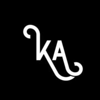 diseño de logotipo de letra ka sobre fondo negro. ka concepto creativo del logotipo de la letra de las iniciales. diseño de letras ka. ka diseño de letras blancas sobre fondo negro. logotipo de ka, ka vector