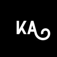 diseño de logotipo de letra ka sobre fondo negro. ka concepto creativo del logotipo de la letra de las iniciales. diseño de letras ka. ka diseño de letras blancas sobre fondo negro. logotipo de ka, ka vector